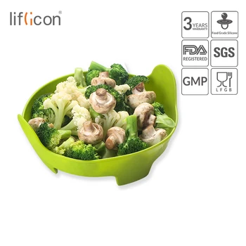 

Liflicon Home Kitchen Food Steamer for Vegetable Fish Meat Microwave Steamer Heat Resistant Silicone Cook Tool