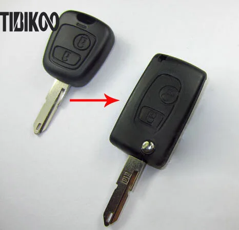 Модифицированный складной чехол с 2 кнопками для дистанционного ключа Citroen C2