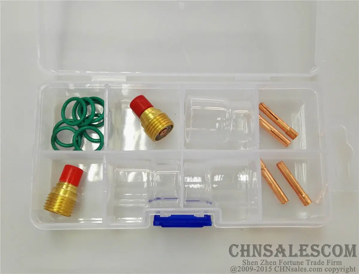 CHNSALESCOM 15 шт TIG сварочный факел газовый объектив #12 Pyrex Набор чашек для WP 9/20/25 серии