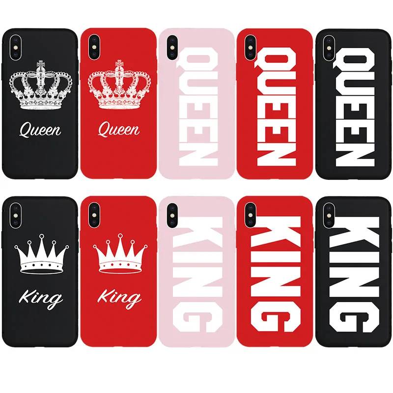 

QUEEN KING Couples Cool Soft Case for iPhone 6 6Plus 6s 6sPlus 7 7Plus 8 8Plus X Xs XR Xs Max 5 5s SE Phone Cover Coque Capa