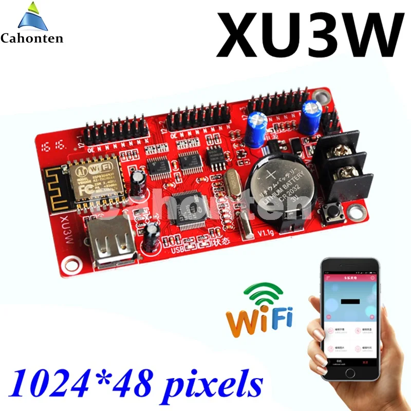 

Kaler XU3W WIFI+USB-disk LED control card 1024*48pixels P10 LED screen wifi led controller support PC,phone,Pad sending message