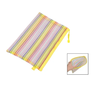 

Affordable Zip up Nylon Mesh Multicolor Stripes A4 Paper File Bag