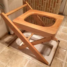 Wood Folding Toilet Chair Portable Elderly Commode Chair Wood Potty Chair Pregnant Toilet Stool