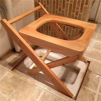 

Wood Folding Toilet Chair Portable Elderly Commode Chair Wood Potty Chair Pregnant Toilet Stool