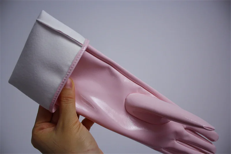 Длинные перчатки из лакированной кожи, 50 см, длинная секция, имитация кожи, зеркало из искуственной кожи, яркая кожа, светло-розовая