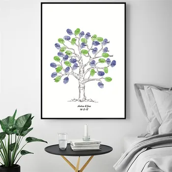 

HAOCHU Customized Fingerprint Canvas Painting Guest Book DIY Tree Plant Wedding Event Party Annual Meeting Anniversary Supplies