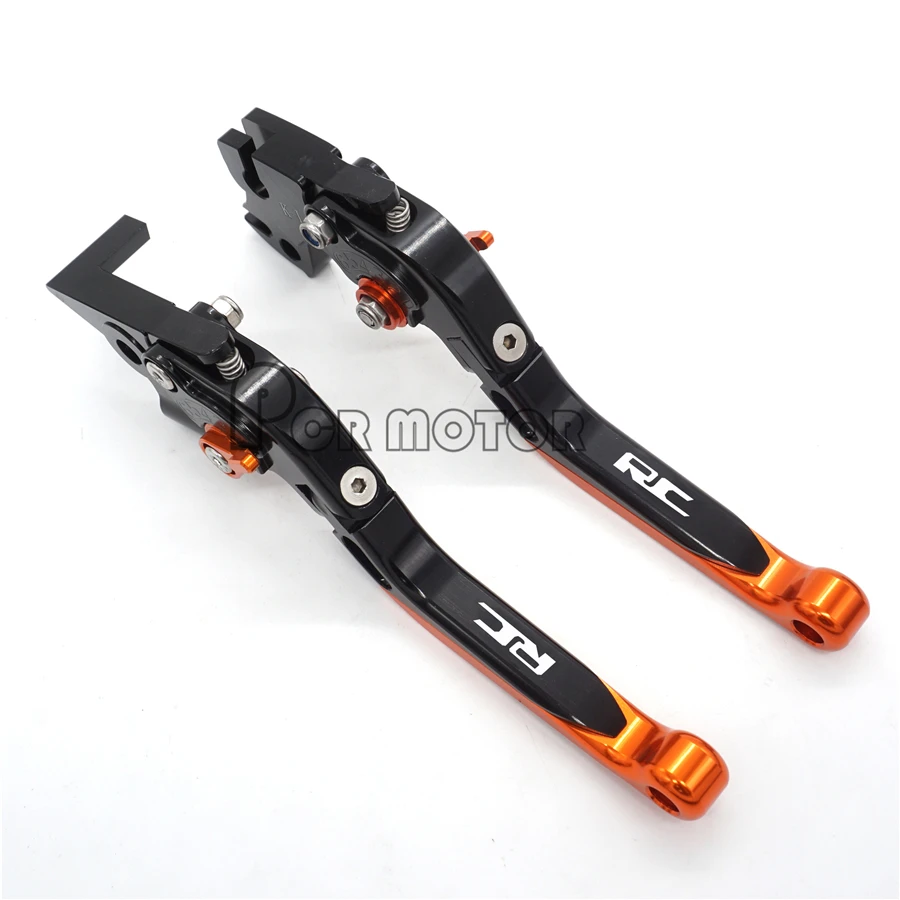 

Motorcycle CNC LOGO Adjustable Foldable Brake Clutch Levers Orange For KTM RC 125 200 2014 2015, RC 390 2013-2016