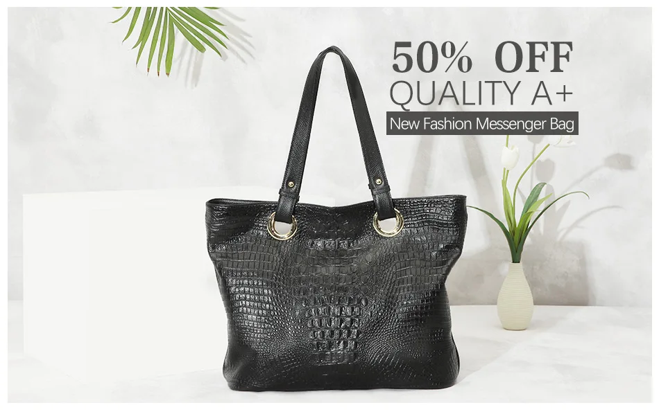 couro genuíno bolsa crocodilo grande capactiy senhora