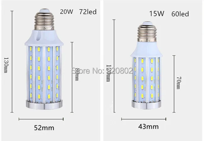 Без мерцания E27 E14 E40 B22 15 Вт 20 Вт 25 Вт 30 Вт 40 Вт 60 Вт 80 Вт Светодиодный светильник-кукуруза 5730SMD AC 85 В-265 в алюминиевая охлаждающая лампа высокой мощности