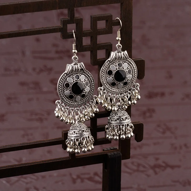Amader Traditional Indian Ethnic Silver Drop Earrings Tassel For Women Gypsy Tassel Jhumka Jhumki Earring Dangle Statement - Image 2