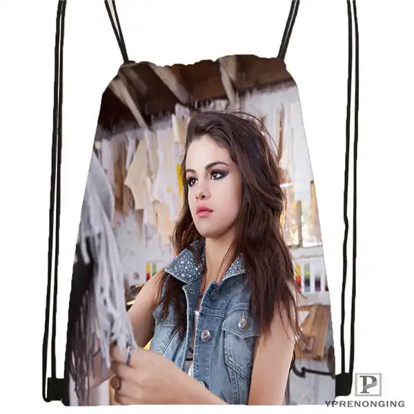 Drawstring Backpack Custom Selena Gomez Cleavage походная сумка на шнурке Cute Daypack Kids Satchel(черная спина) 31x40 cm#180531-03-56 - Цвет: Drawstring Backpack