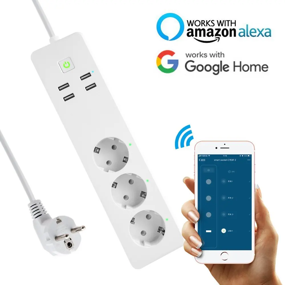 WiFI смарт-сетевой фильтр 3 розетки с usb зарядным портом Homekit работает с Amazon Alexa Echo Google Home