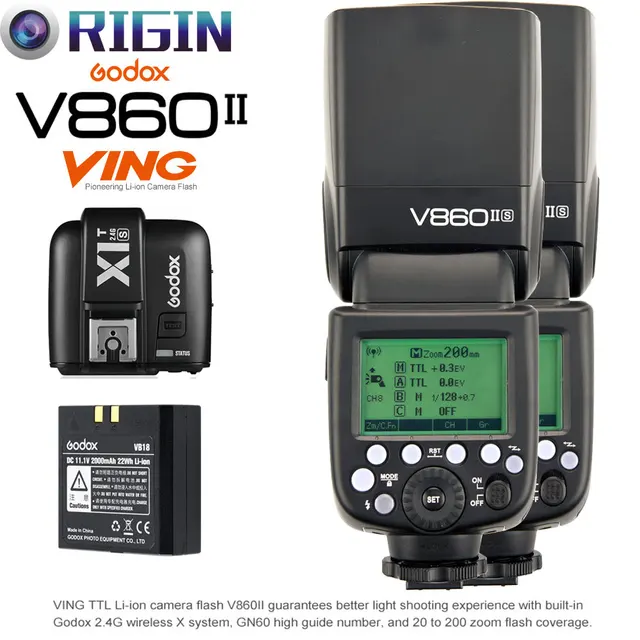 Godox V860II C/V860II N/V860II S TTL GN60 HSS 1/8000s 2.4G Wireless