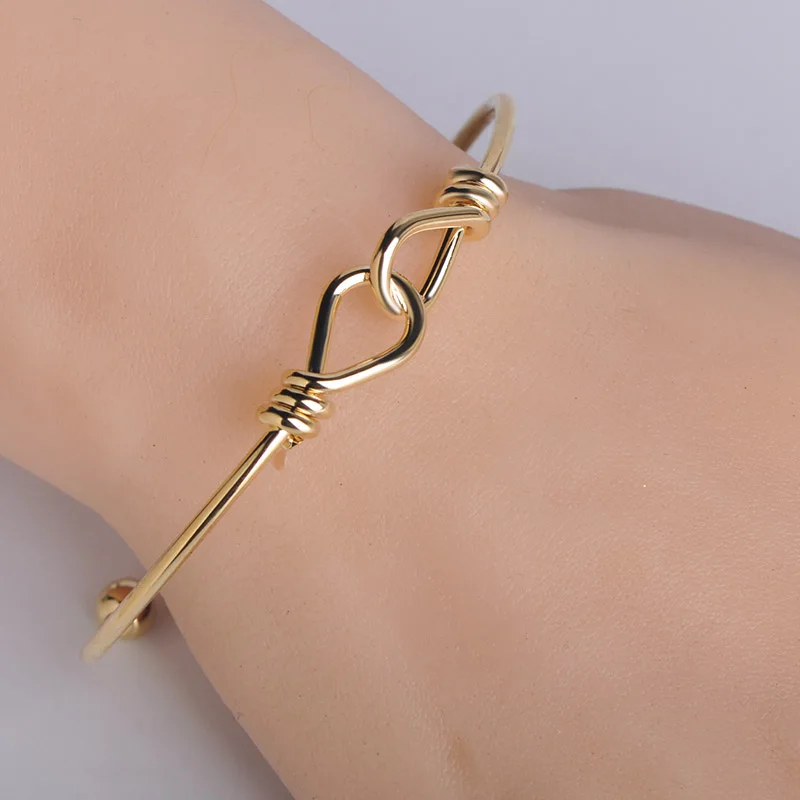 

Blucome Popular Style Adjustable Knot Shape Bracelet Bangles Gold Color Copper Jewelry Women Girls Engagement Daily Accessories