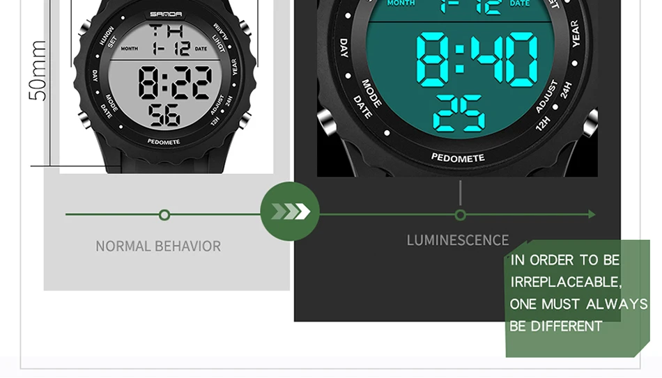 SANDA мужские спортивные часы Известный бренд Роскошные военные армейские часы цифровой светодиодный Электронные Водонепроницаемые мужские наручные часы 369