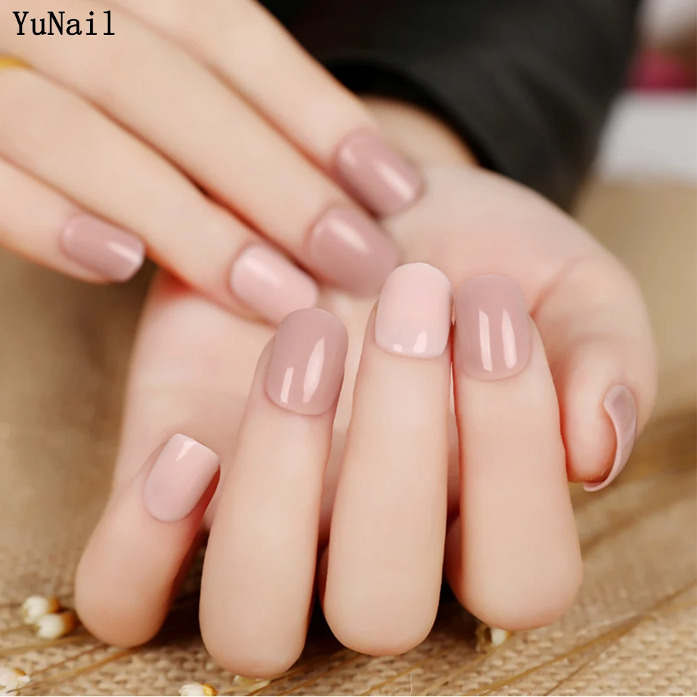 24 Pcsensemble Couleur Nude Faux Ongles Décoration
