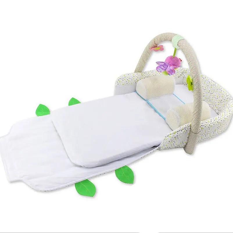 Portable Baby Foldable Bed Travel Crib with Head Shaping Pillow Soft Mattress Fitness Frame Development Toy Mobile Phone Straps |