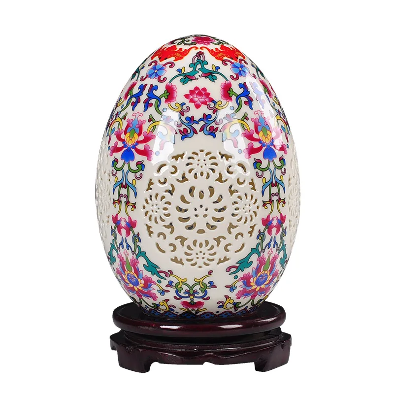 

Jingdezhen porcelain vase decorative ornaments hollowed out lucky eggs handicrafts furnishings living room accessories gifts