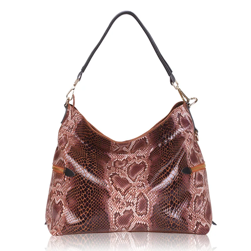 

Women Genuine Leather Handbags Serpentine Pattern Shoulder Bag Female Casual Crossbody Bags For Women Messager Bag Hobe Tote Bag