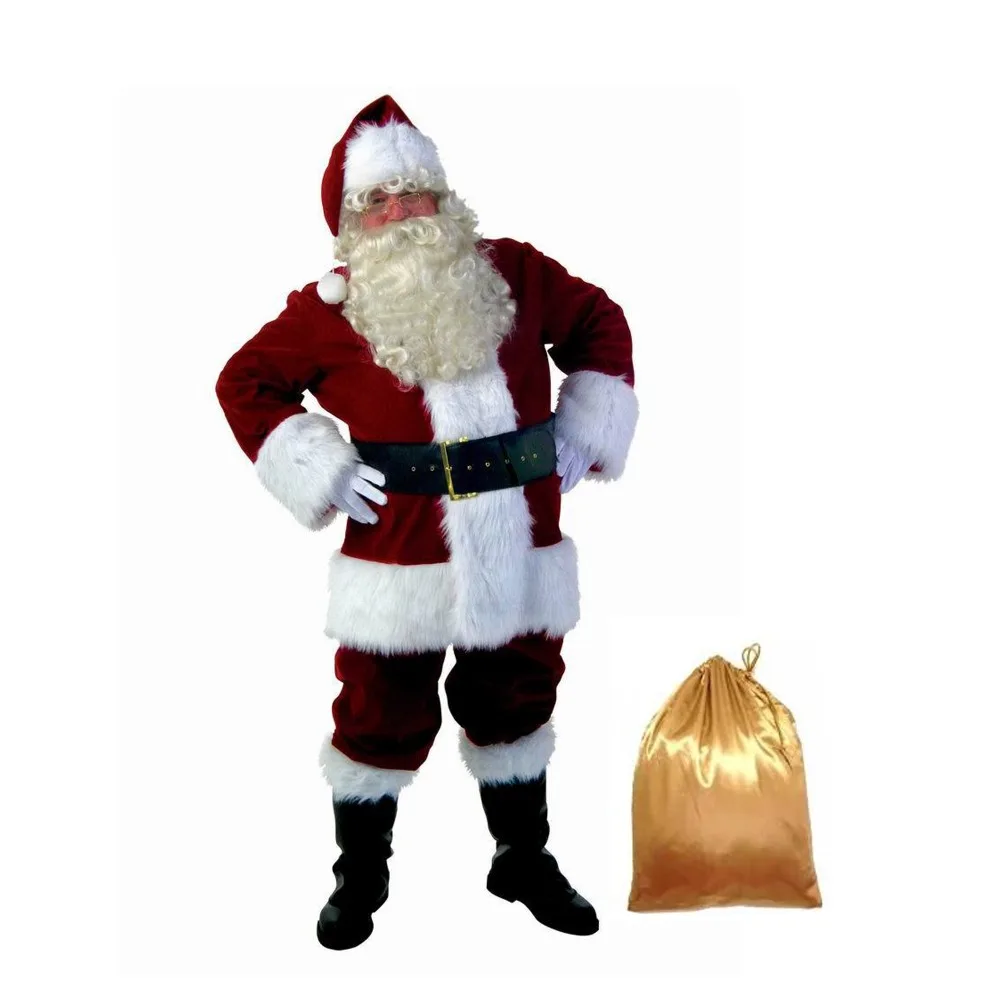 VEVEFHAUNG Рождественский костюм Санта-Клауса для мужчин и женщин, маскарадные костюмы для взрослых, вечерние костюмы красного цвета, пальто, брюки, пояс бороды, шляпа, набор