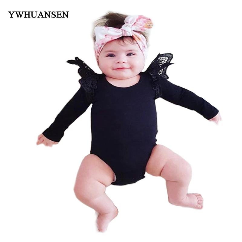 Осеннее однотонное боди YWHUANSEN для маленьких девочек кружевная одежда
