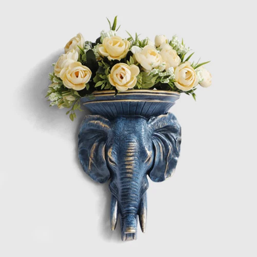 Elephant V5 Настенная ваза из смолы с головой животного, украшение для дома, подвесная Фреска, ремесла для гостиной, искусственный цветочный горшок, украшения, кулон, искусство, Свадебный сад - Цвет: Elephant V5