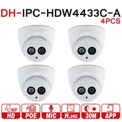 DH IPC-HDW4433C-A 4 шт. POE, сетевые мини купольные камеры со встроенной микро 4 МП CCTV камеры 4 шт./партия для системы видеонаблюдения