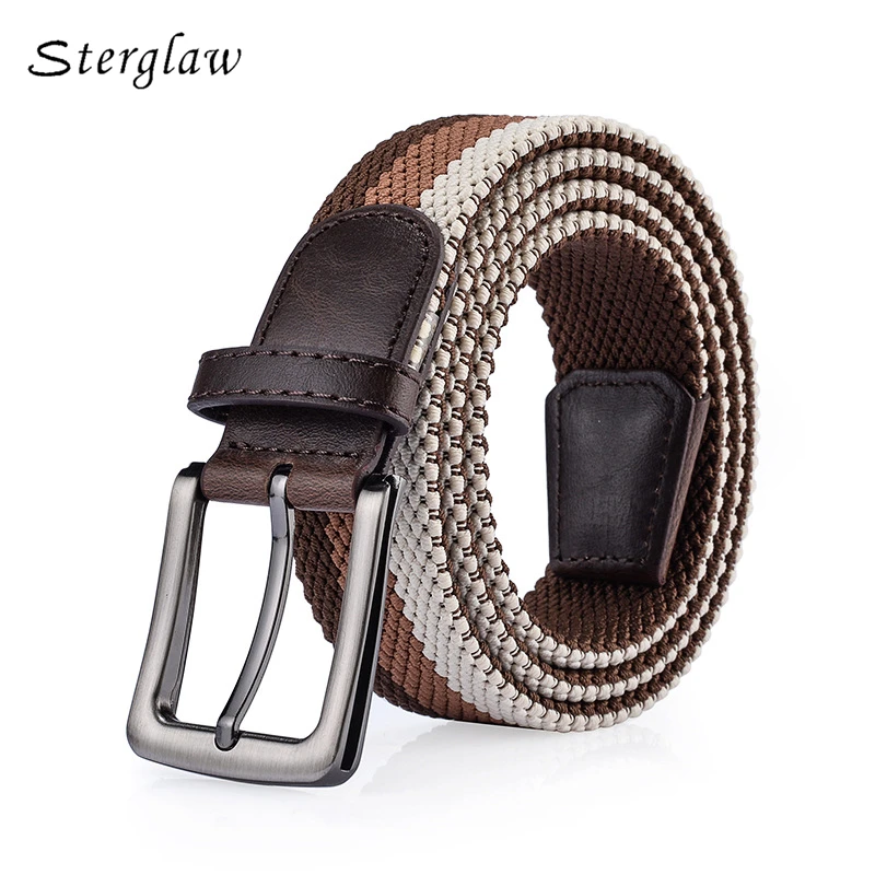 Fashion Stripe Designer wide belts men high quality elastique Canvas