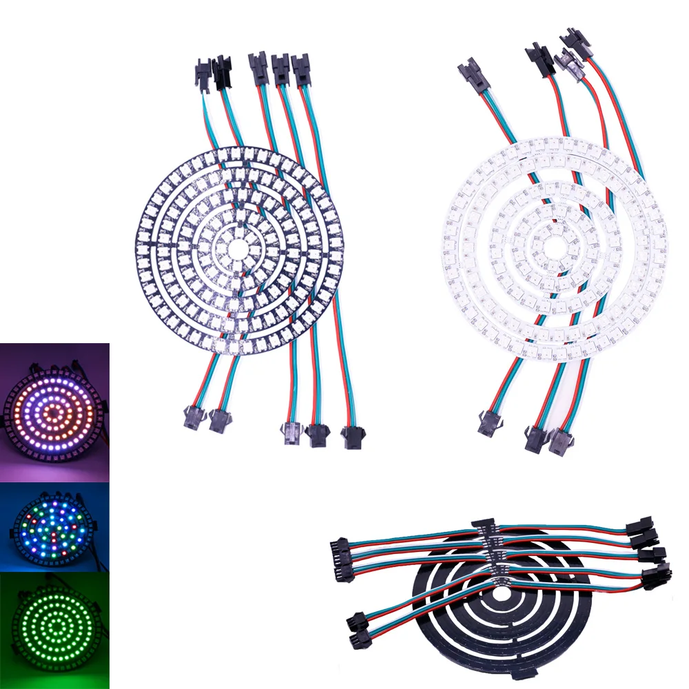 Адресуемое WS2812B Piexl Кольцо RGB LED освещение 8/16/24/35/45/128 светодиодов WS2812 SK6812 5050 кольцо