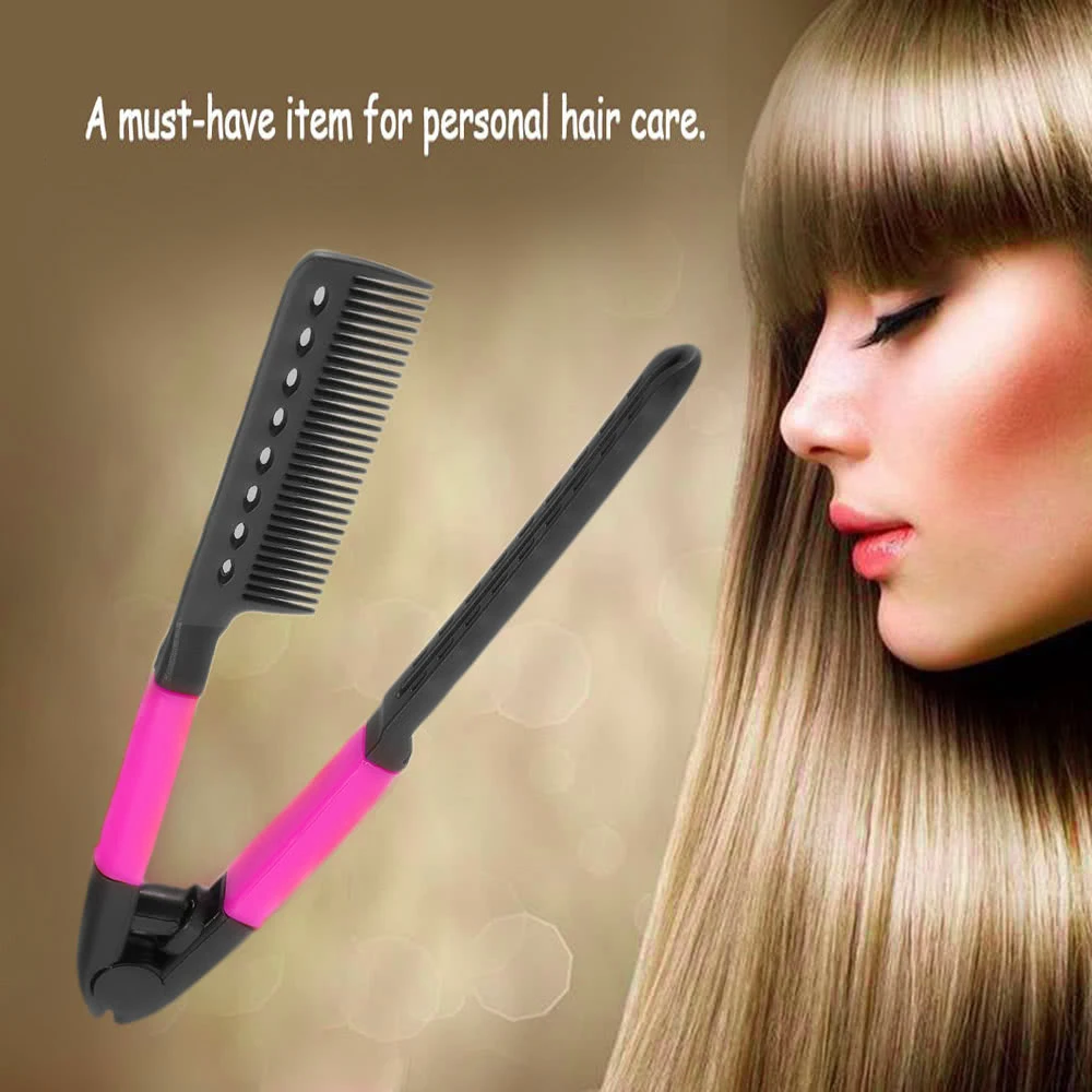 Hot DIY Convenient Hair Straightener Comb V Style Household Anti-static Salon Hairdressing Hair Straightener Comb