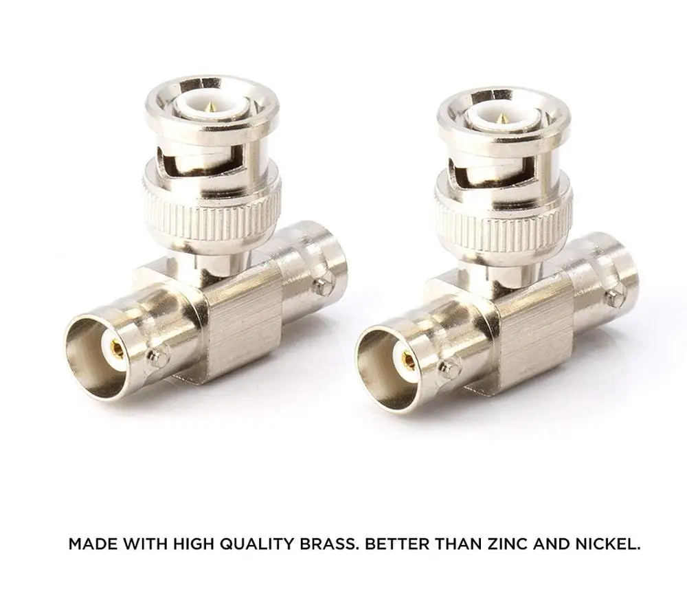 

BNC T Adapter | T-Shaped Coax Splitter - 1 Male Port to 2 Female Ports, Coaxial Cable Extension