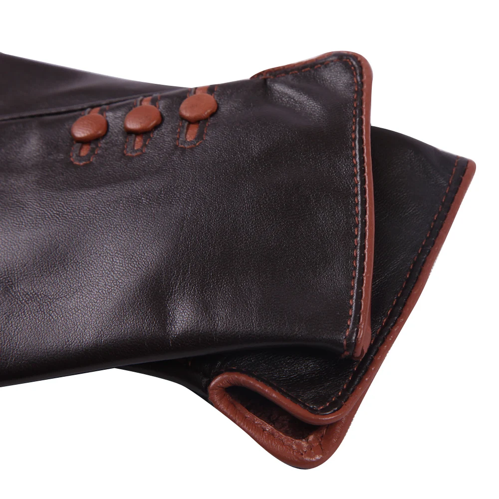 Touchscreen Woman Gloves Winter Leather Gloves Female Plus Velvet Thicken Keep Warm Windproof Driving Genuine Leather L18002NC-9