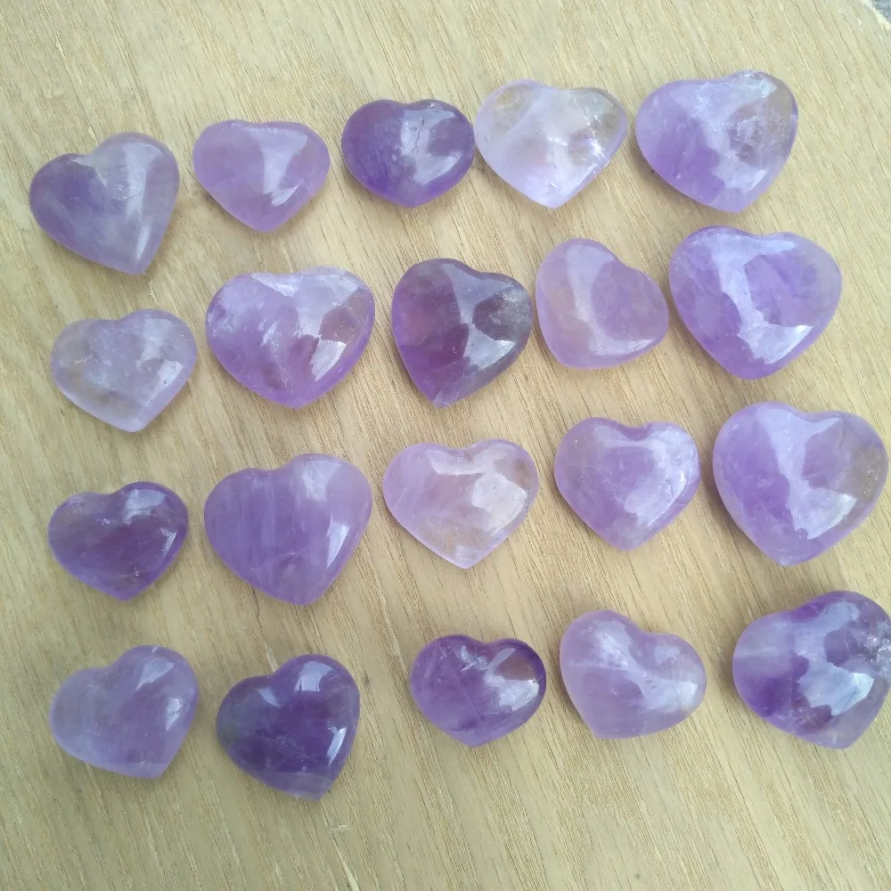 

(20pcs) 100% NATURAL PRETTY amethyst quartz CRYSTAL HEART HEALING