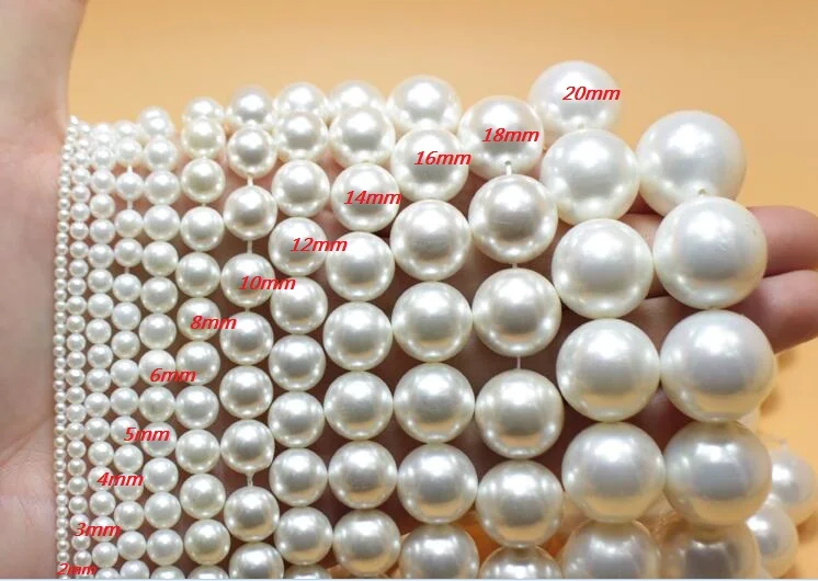 3 мм, 4 мм, 6 мм, 8 мм, 10 мм, 12 мм, 16 мм, 20 мм, женские классические ювелирные изделия, белое ожерелье из круглых бусин, натуральная Южная Морская раковина, жемчуг AAA 17 ''43 см - Окраска металла: 16mm