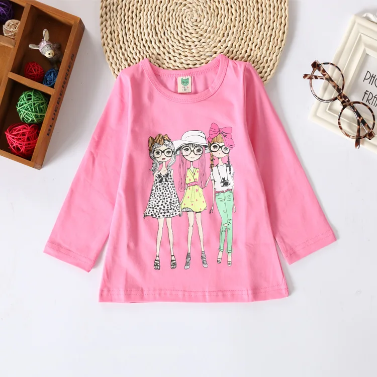 Baby Girls Cotton Summer Spring Autumn T-shirts Bird Print Butterfly Knot Decoration T- Shirt Long Sleeve O-neck Tops G111