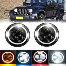 7 светодиодные фары Высокая ближнего света 12 В 24 с ангельские глазки для Jeep Wrangler LandRover мотоцикл Hummer