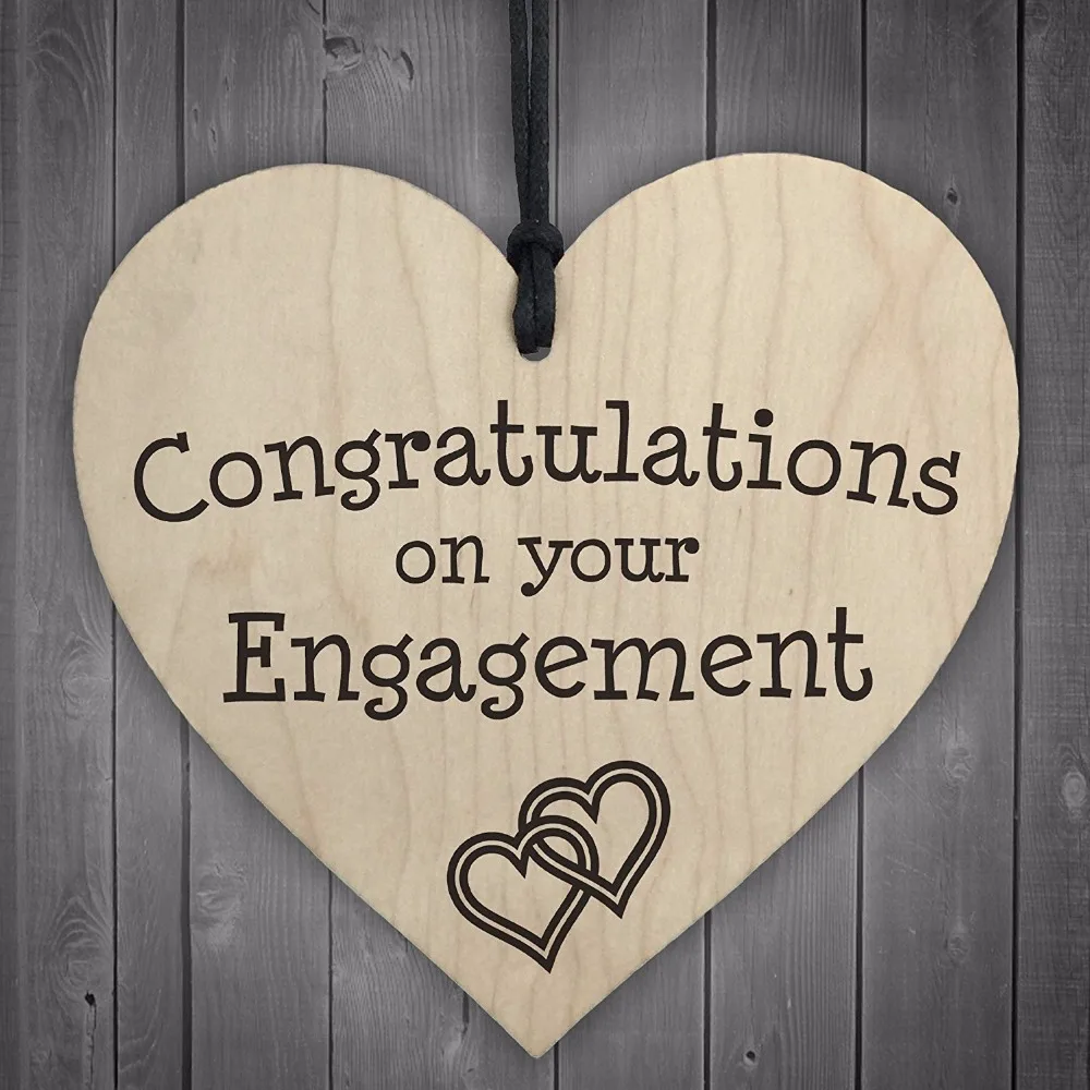 

Congratulations On Your Engagement Wooden Hanging Heart Plaque Wedding Gift Sign Wood Crafts Novelty Christmas Home DIY Decor