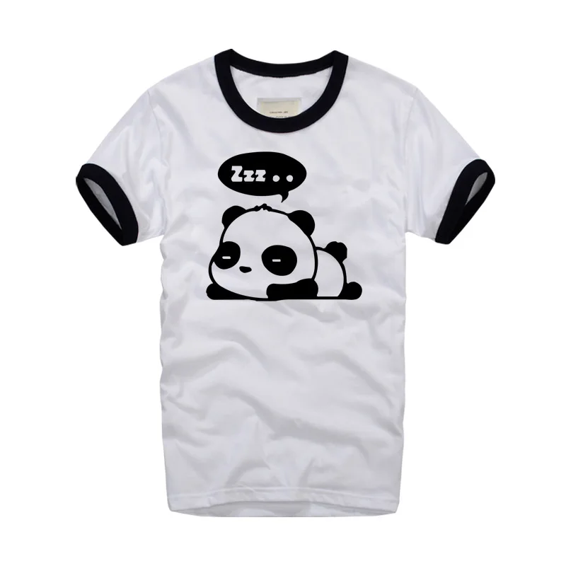 

Summer Brand Clothing Panda Sleeping Print Cute Design T-shirts 100% Cotton O-neck Slim Fitness Tops streetwear Hip Hop T shirt