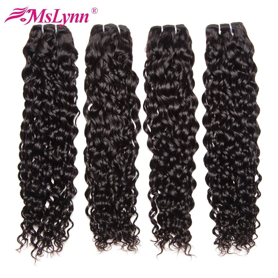 

Water Wave Bundles Brazilian Hair Weave Bundles Human Hair Weave Bundles Mslynn Hair 4 or 3 Bundles Remy Hair Natural Color