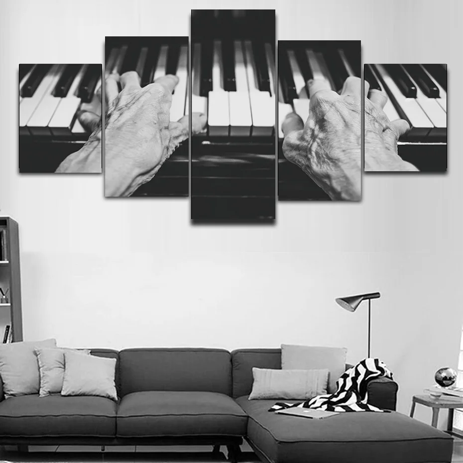 

Modern Canvas Painting Wall Art Printed 5 Piece Modular Piano Posters Music Compose Artwork Living Room Studying Room Home Decor