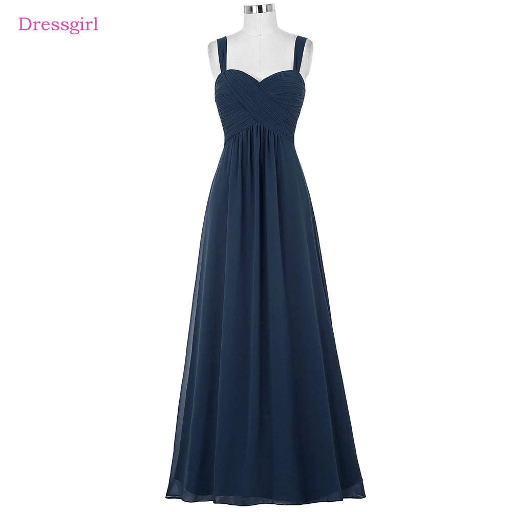 Navy Blue 2019 Cheap Bridesmaid Dresses Under 50 A line Spaghetti