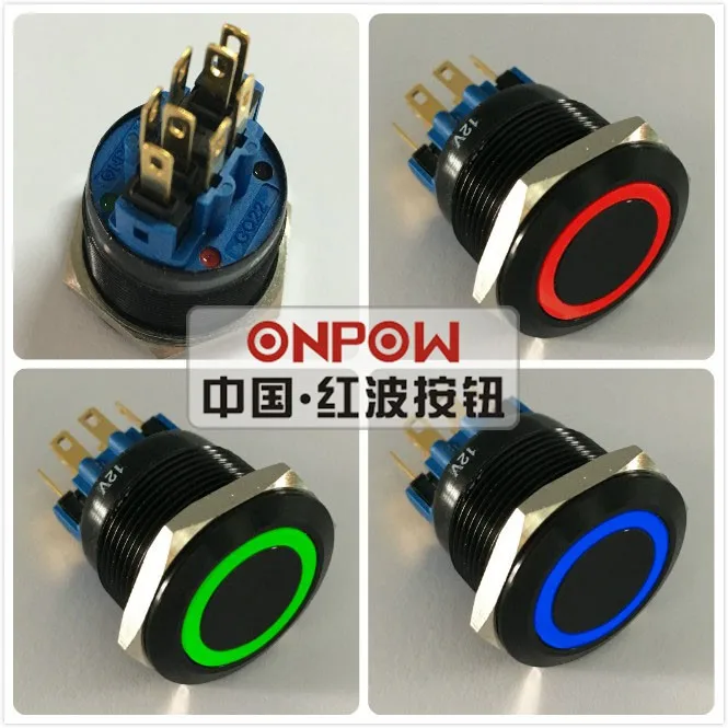 ONPOW 22 миллиметровый мгновенный трехцветный светодиодный кольцевой RGB Черный