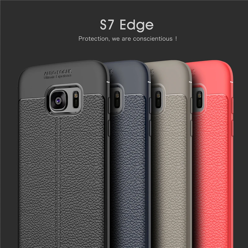 

SHUOHU For Samsung Galaxy S7 S7edge Case Leather pattern Soft Silicone Protective back cover cases for s7 edge full cover shell