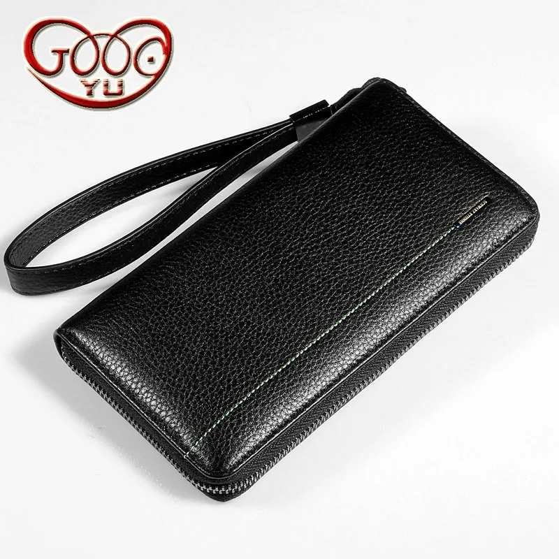 

Men's anti-theft multi-card hand holding bag leather hand bag business men zipper bag leather phone bag long wallet