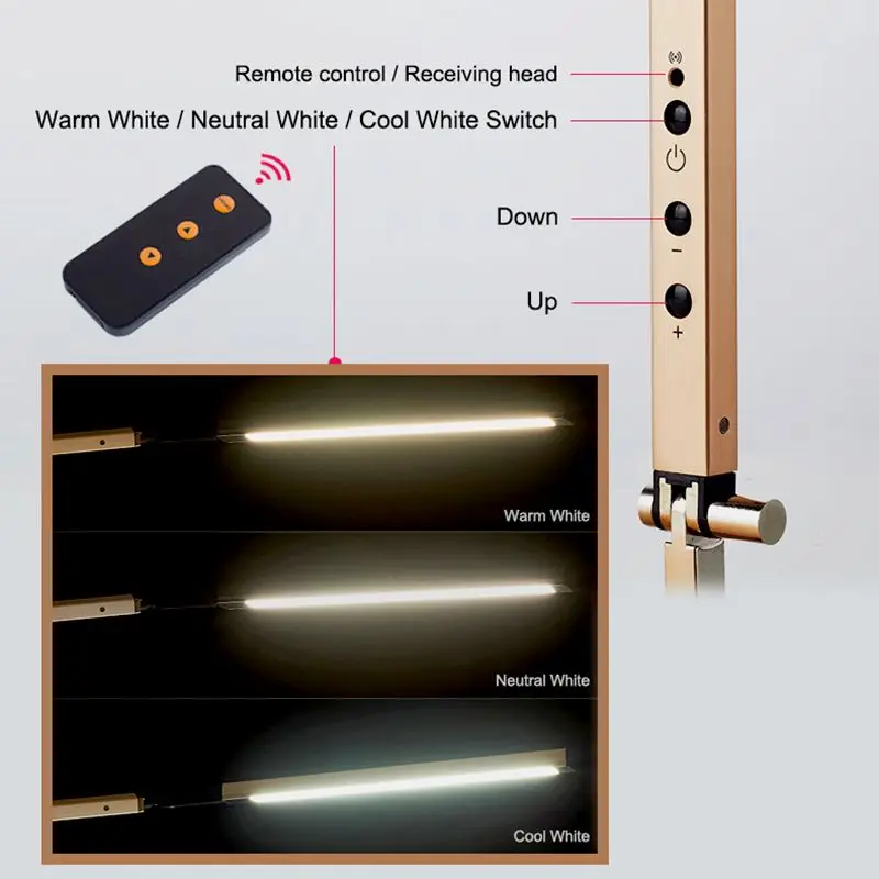 Lâmpada de Mesa de Braço Lâmpada de Mesa Lâmpada para o Quarto Longo Clip Office Olho-protegido Longa Vida Livro Luz 3-nível Brilho & Cor Led 7 arm desk lamp