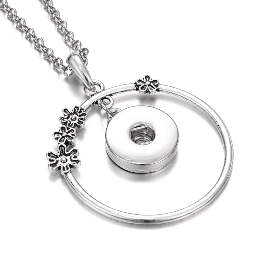 

New Snap Button Necklace Pendants Snap Jewelry Crystal Flower Snap Pendant Necklace for Women Fit 18mm Snap Buttons Jewelry