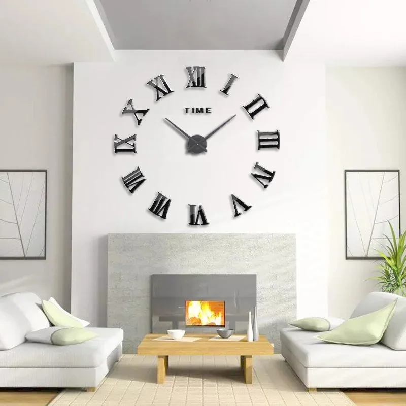 Лучшие продажи 3D DIY настенные часы бескаркасные большие настенные часы украшение дома немой зеркальные настенные наклейки часы Современные римские цифры