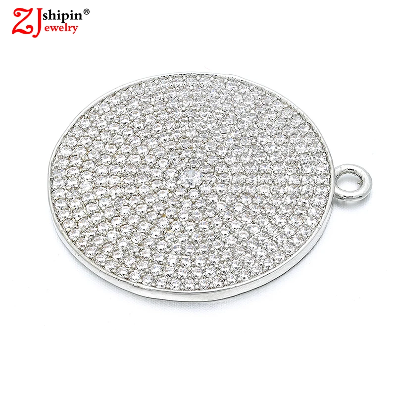 

2018 new fashion round micro-inlaid zircon CZ jewelry pendant for DIY necklace earrings jewelry production