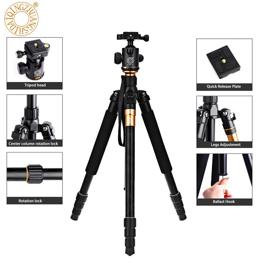 QZSD Q999 62.2 Inches Camera Video Tripod Monopod For SLR Camera with Quick Release Plate Load