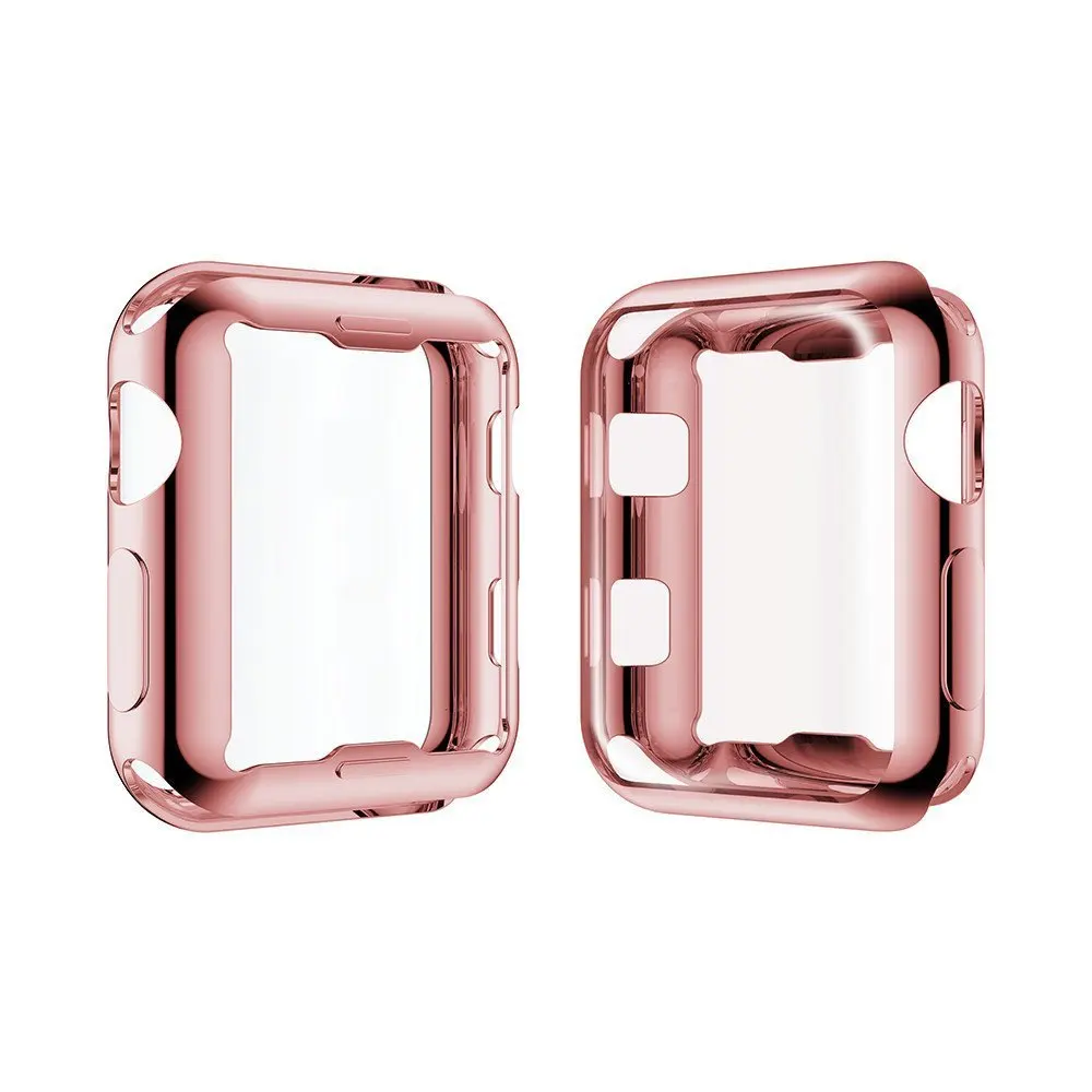 Золотой полный защитный чехол из ТПУ для Apple Watch Band 38 мм 42 мм чехол с покрытием Защитные чехлы для часов iWatch Series 2 3 - Цвет ремешка: Pink